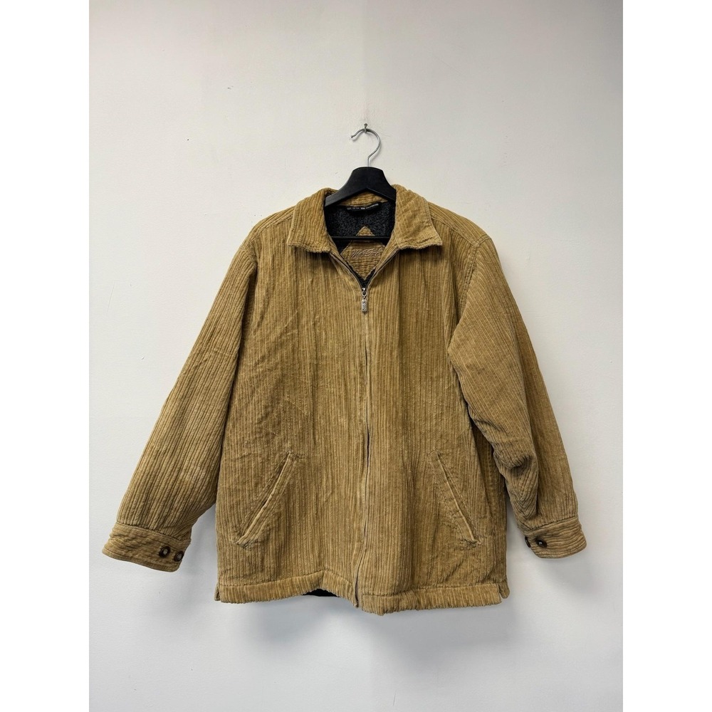Vintage Corduroy Jacket Large Beige Mosa Zip Lined Bomber Made Hong Kong 80s‎